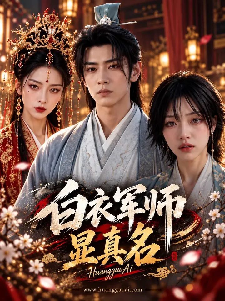 短剧《白衣军师显真名》封面，古装三人立于灯影之中